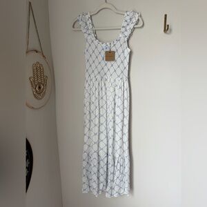 Blu Pepper Blue and White Bow Sleeveless Midi Dress